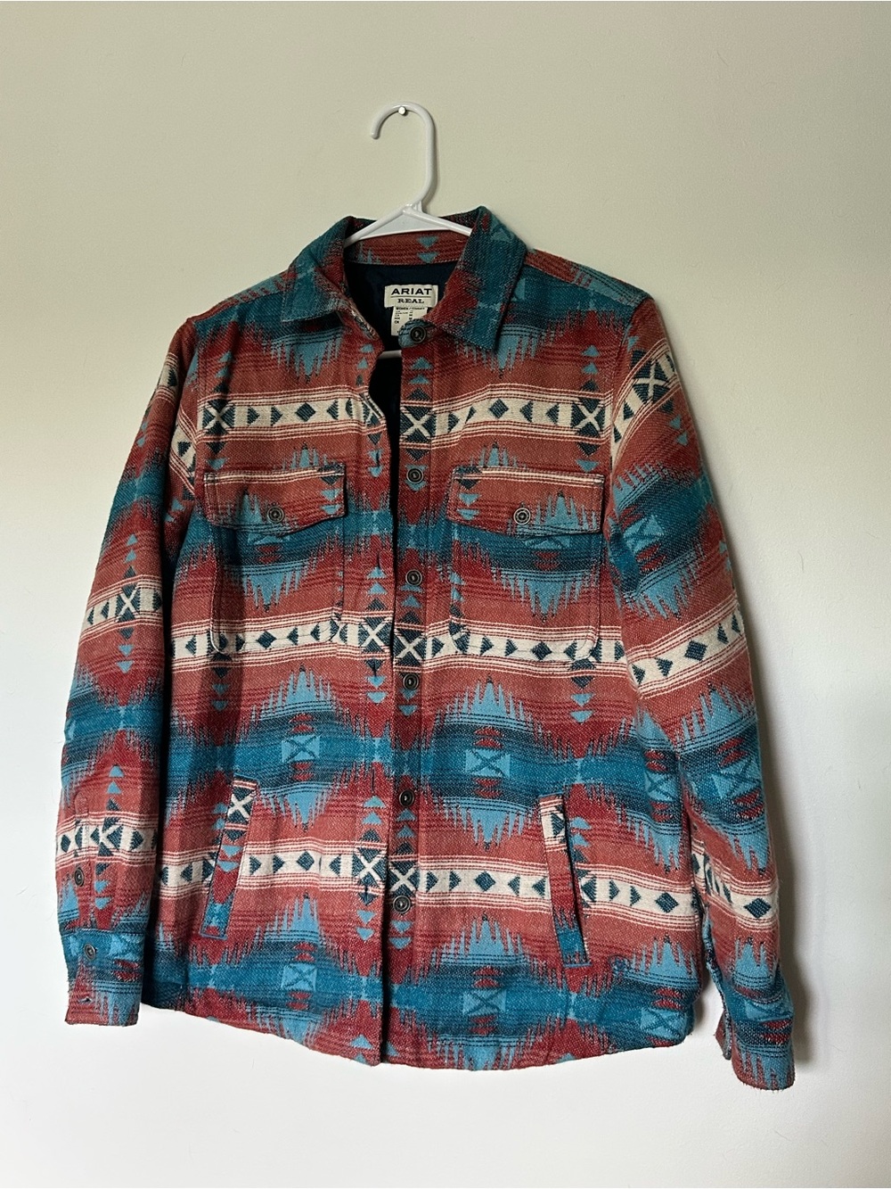 Ariat Women’s Aztec Patterned Shirt Jacket in Teal, Rust & Cream